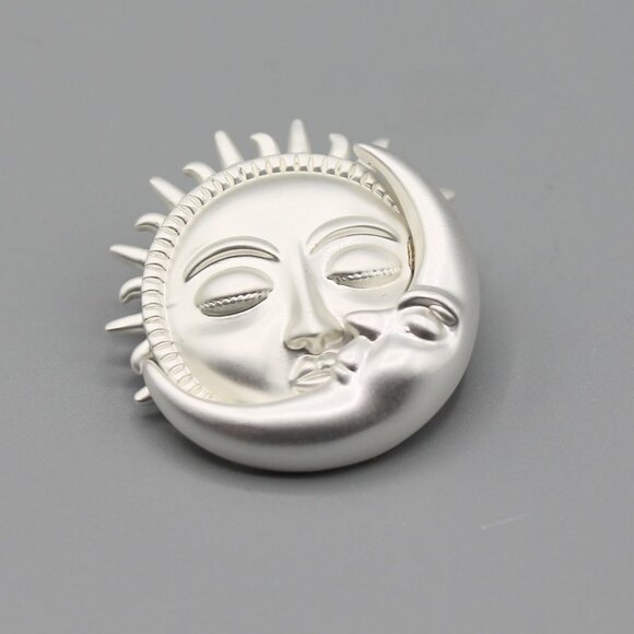 Sun moon jewelry pin brooch sky celestial nature silver white gold tone elegant - Picture 10 of 12